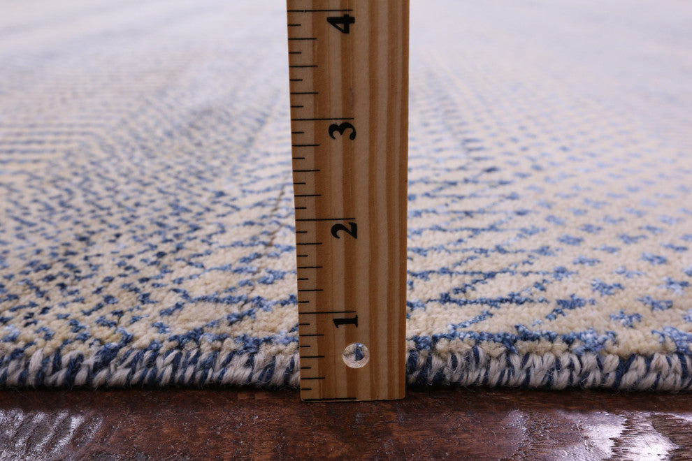 9' 0" X 12' 1" Savannah Grass Wool and Silk Handmade Rug Q11994