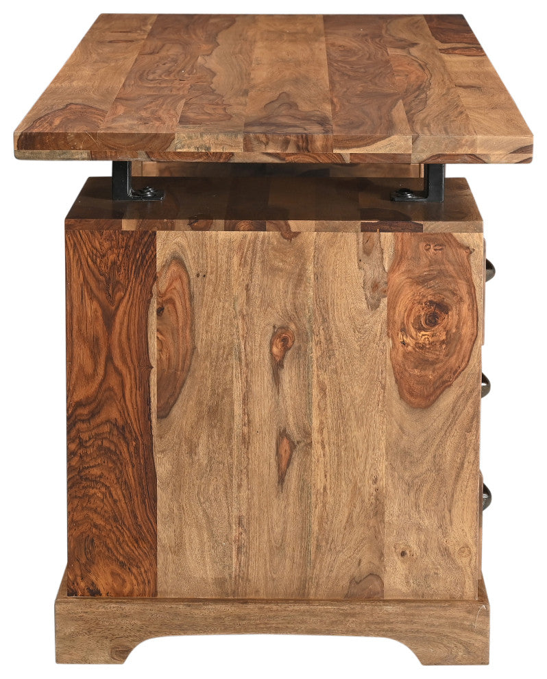 Damian Live Edge Writing Desk, Brown