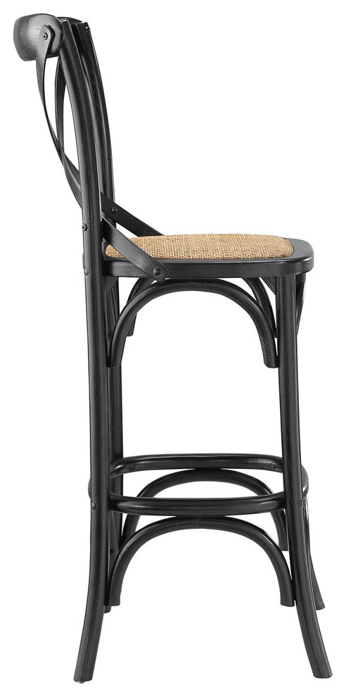 Modern Urban Contemporary Bar Stool, Black Wood