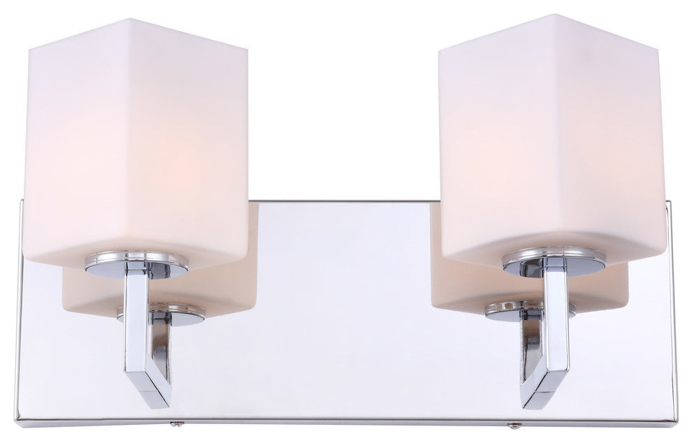 Woodbridge Candice Bath/Wall, 2-Light, 13.75"W, Opal Square Glass, Halogen