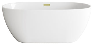 Aaron 59" Soaking Bathtub, Glossy White With Brushed Gold Trim