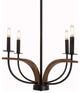 Monterey Uplight 4-Light Chandelier, Matte Black & Painted Wood-look