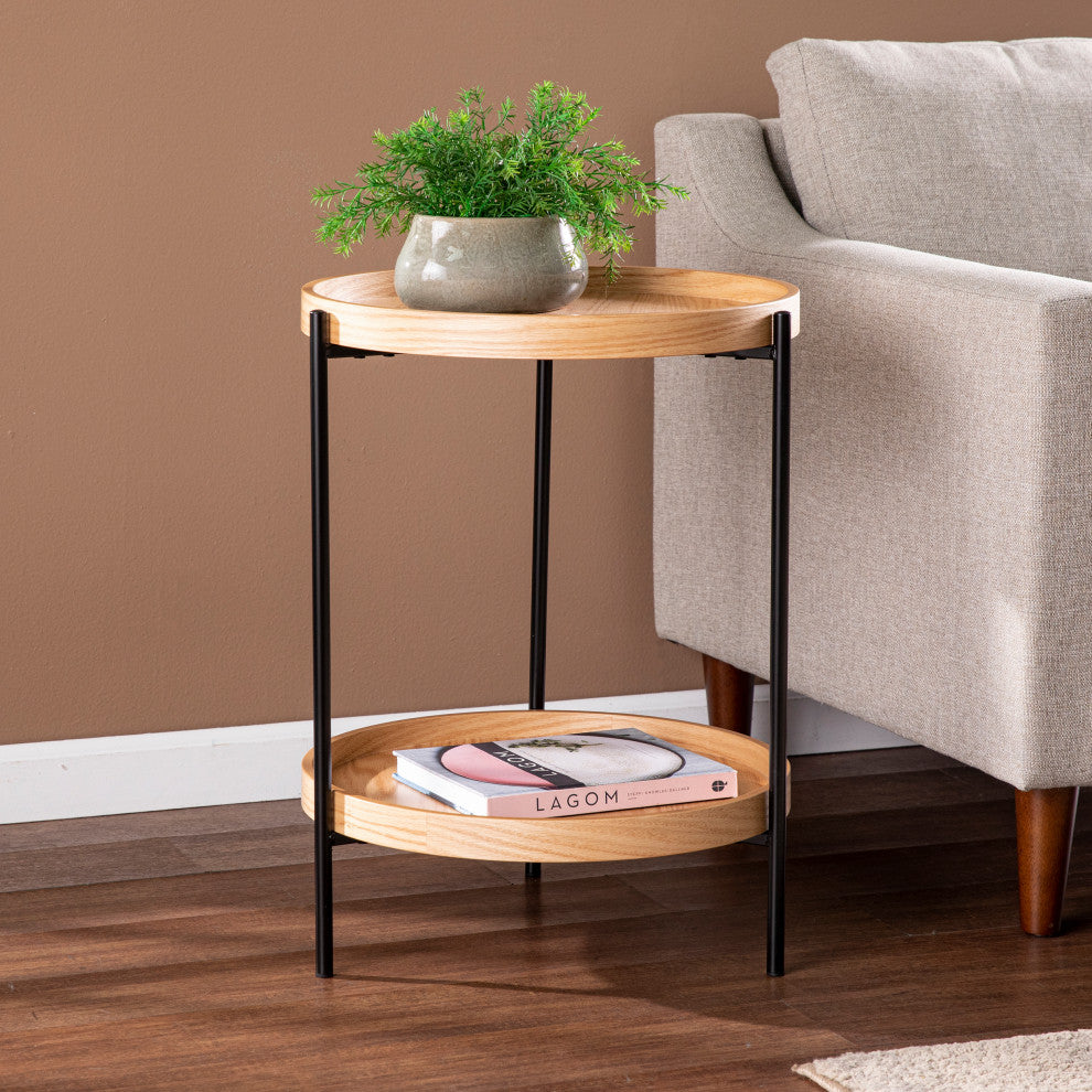 Vestal Round End Table, Natural