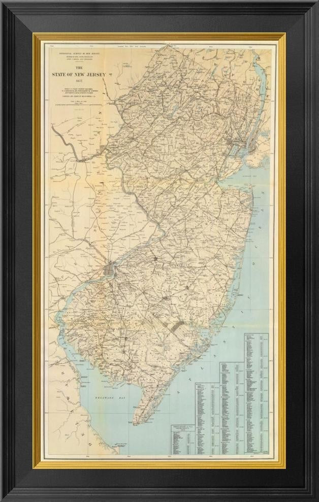 "The State of New Jersey, 1878"  by Geological Survey of New Jersey, 17x26"