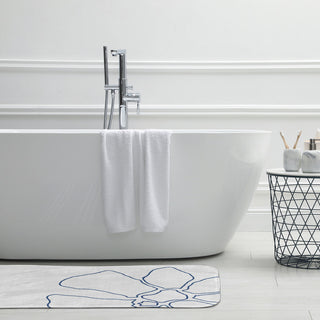 34" x 21" Petal Lines Bathmat, Blue/White