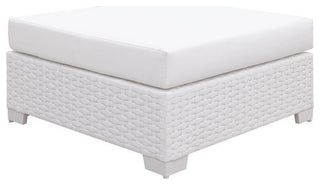 Furniture of America Arthur Contemporary Rattan Large Patio Ottoman in White
