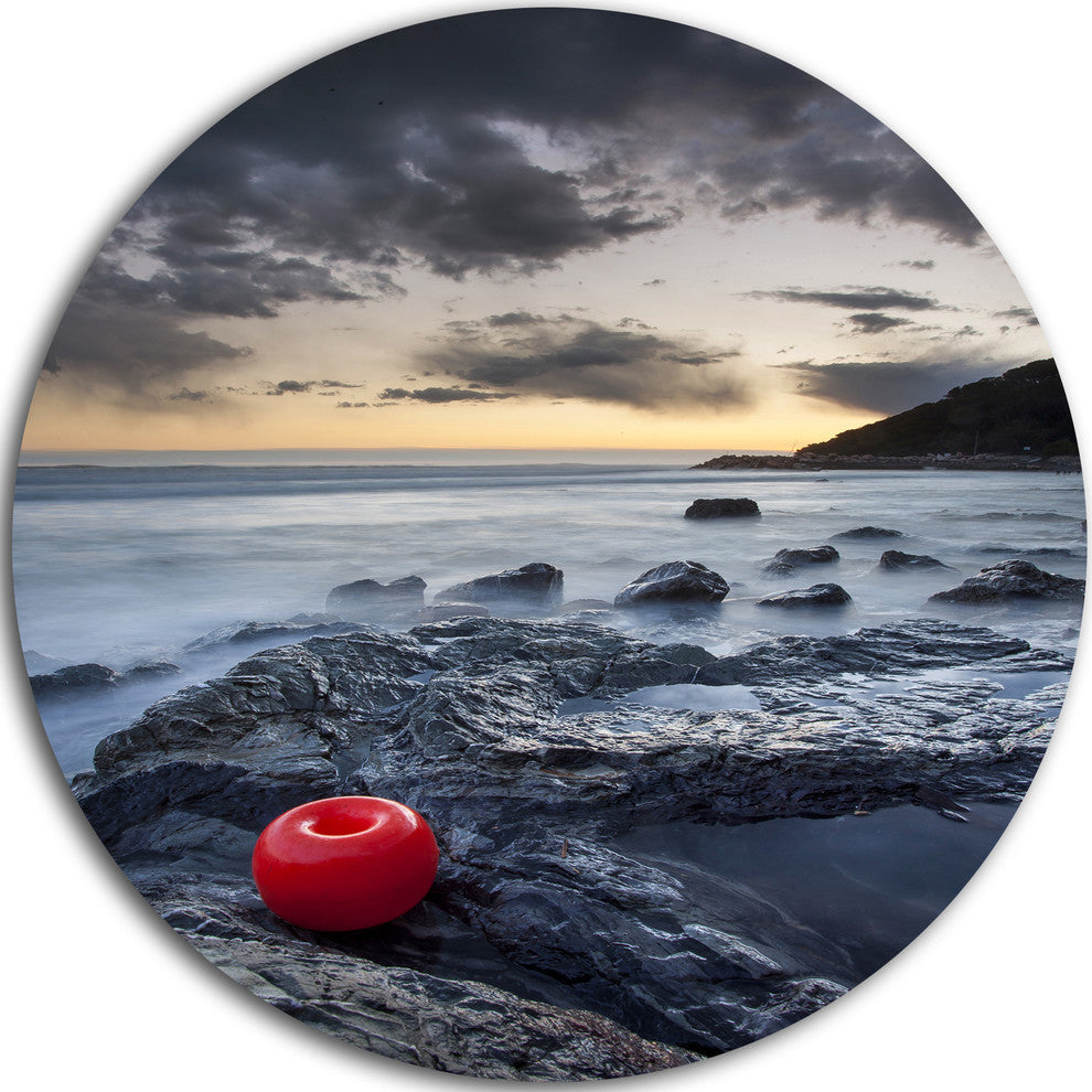 Dark Sunset At Livorno, Landscape Photo Round Wall Art, 11"