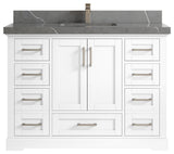 Boston 48 Single Sink Bath Vanity in White 2" Piatra Gray