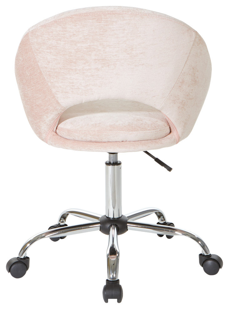 Milo Office Chair, Royal Velvet Fabric With Chrome Base, Blush
