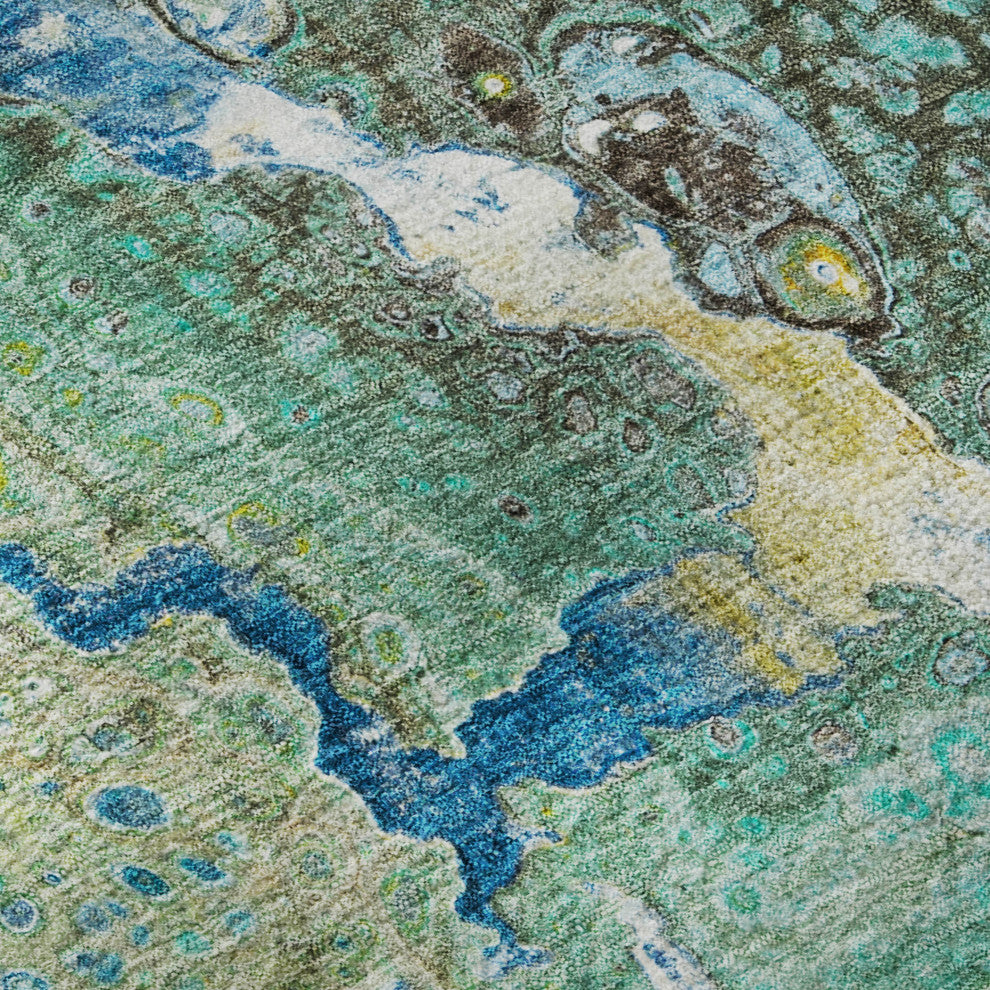 Premium Machine Washable Mayfield AMF588 Teal 3' x 5' Rug