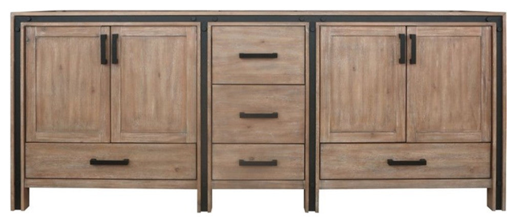 Lexora Home Ziva 84" Vanity Cabinet in Rustic Barnwood
