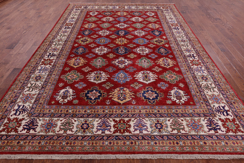 8' 10" X 11' 9" Super Kazak Geometric Handmade Rug Q9521