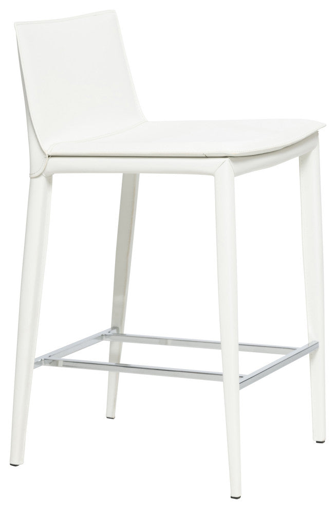 Elite Living Hilton Leather 25.5" Counter Height Bar Stool, White