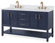 Tennant Brand Single Sink Vanity, Felton, Navy Blue, 60'', Fairy White Quartz