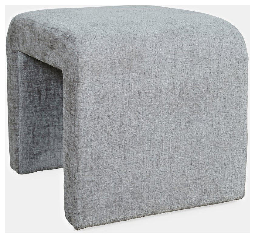 Luxury Curved Upholstered Waterfall Jacquard Petite Ottoman Bench - Set of 2