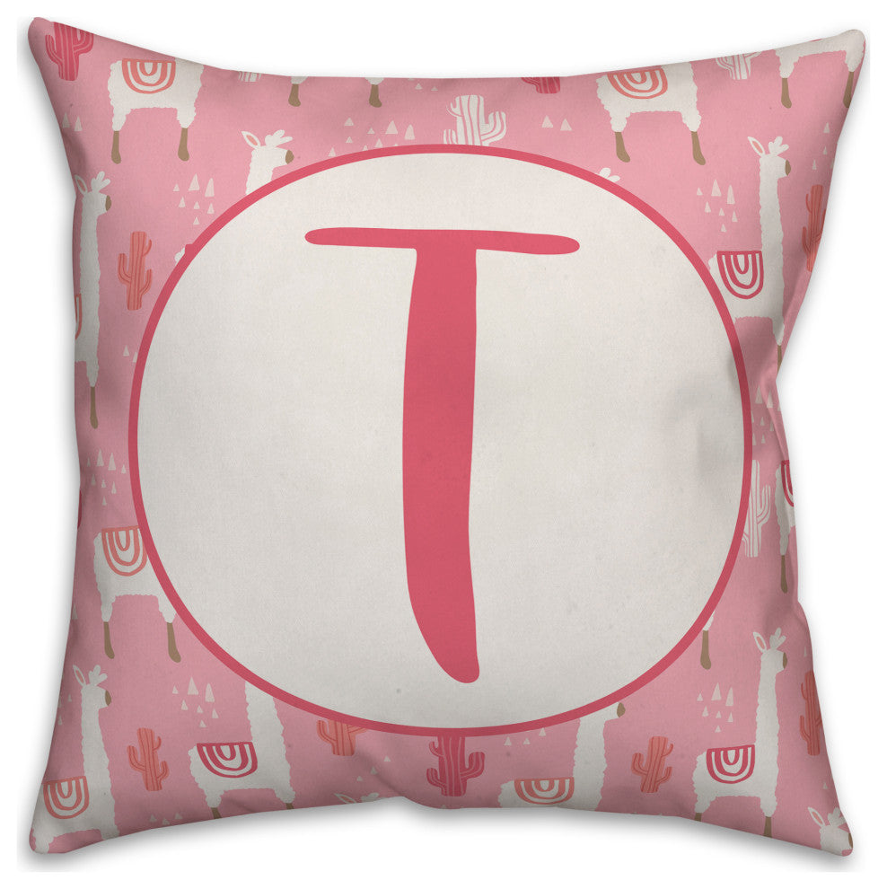Monogram Lllama Pattern - T 16x16 Spun Poly Pillow