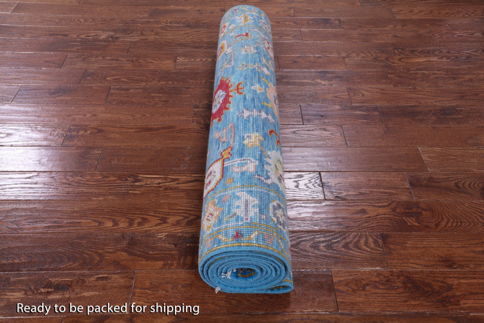 Runner Turkish Oushak Handmade Wool Rug 4' 2" X 12' 5" - Q13466