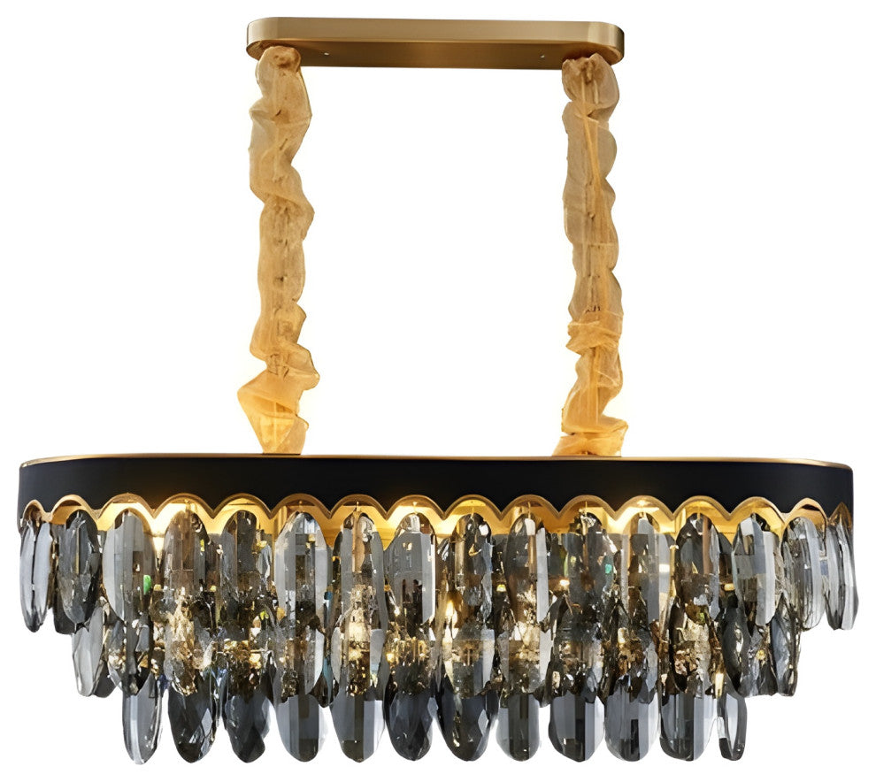 Loano | Black Crystal Ceiling Chandelier for Living Room and Kitchen Island