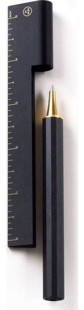 HMM Rule/One Ruler & Pen Set, Gold