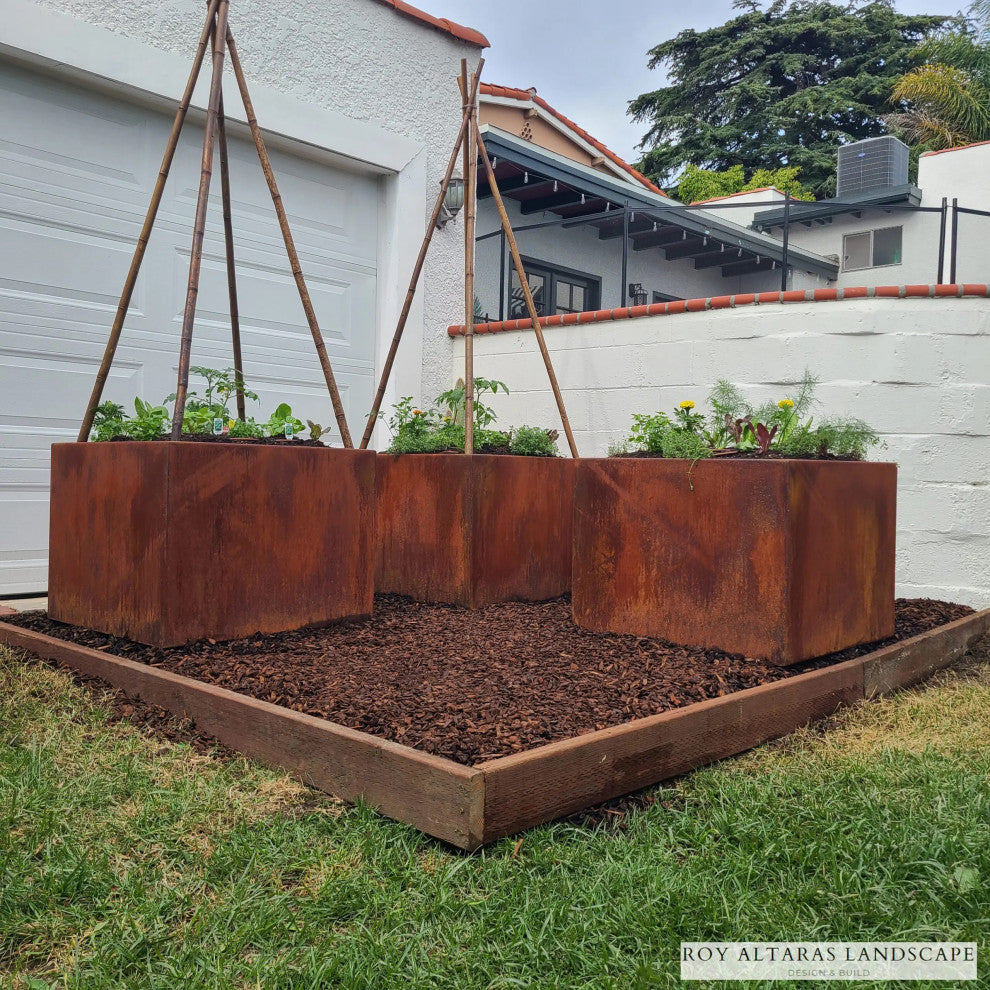 Corten Steel Planter, Cube Xxlarge - 36"lx36"wx36"h