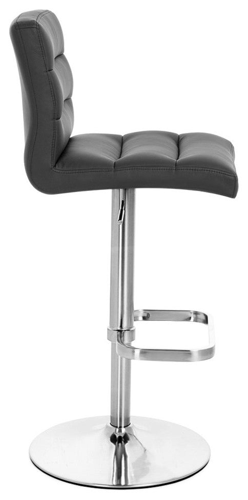 Lush Adjustable Height Swivel Bar Stool - Chrome Base, Black