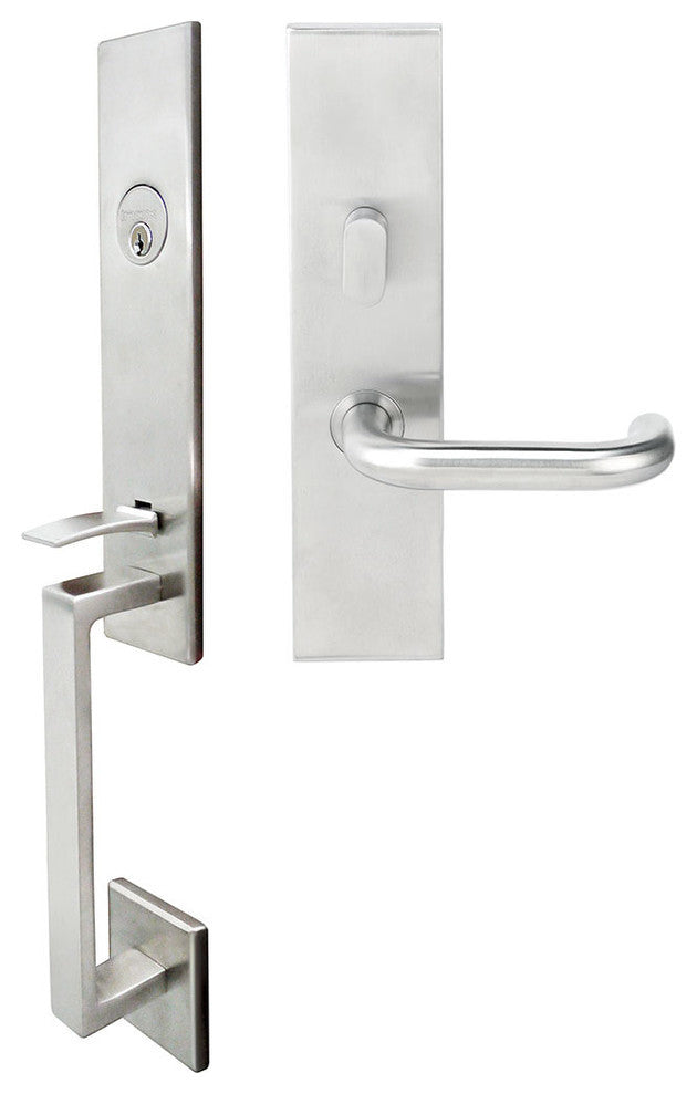 Munich Lever, Mortise Entry Handleset, Right Hand, Satin Stainless Steel