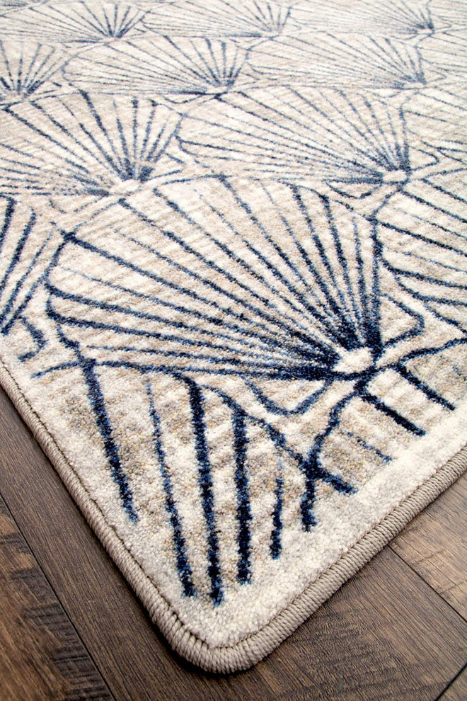 Deco Shells, Blue, 5'x8'