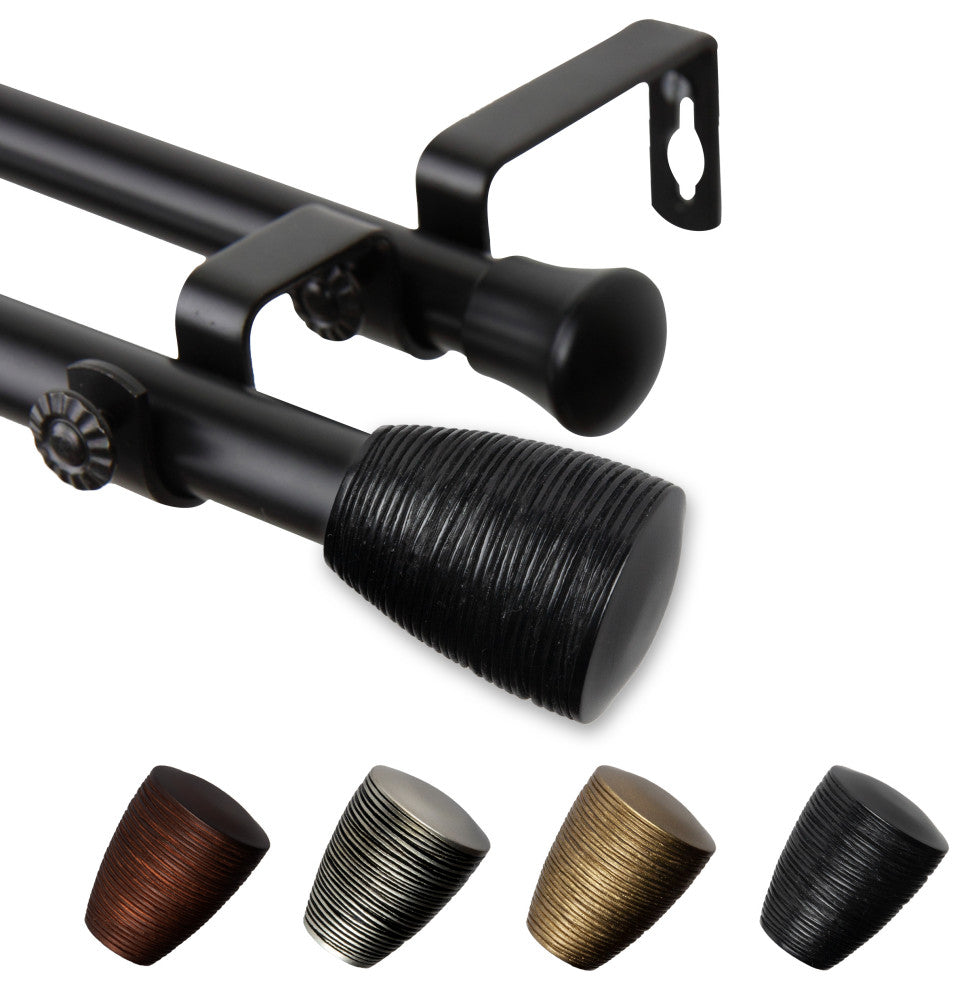Anya 13/16" Double Curtain Rod Black