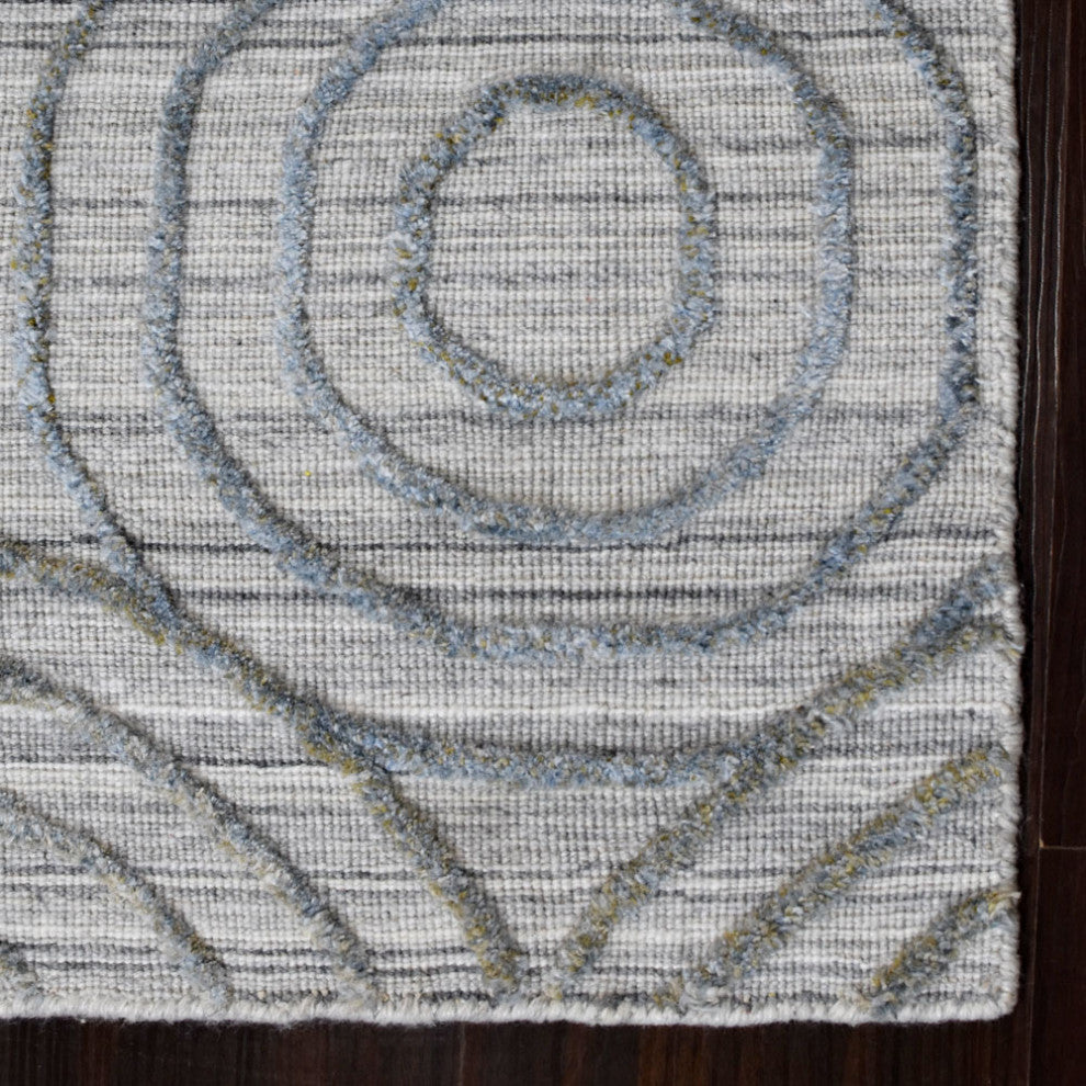 HAND WOVEN FLAT WEAVE KILIM POLYESTER AREA RUGS -Rectangle,Light Gray,Geometric, [Runner] 2'6''x10'