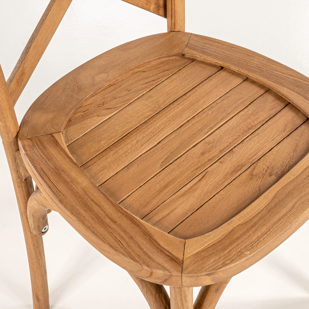 Modern Tub Roped Acacia Wood Outdoor Bar Stool With Cushions, Armrests, Set of 2