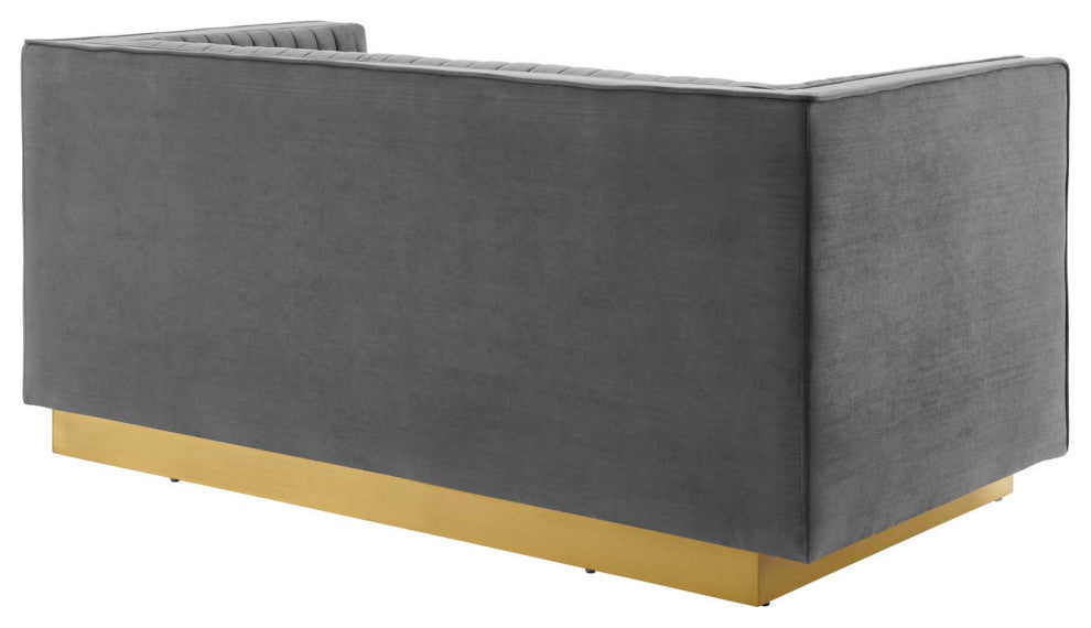 Sanguine Vertical Channel Tufted Performance Velvet Loveseat EEI-4530-GRY