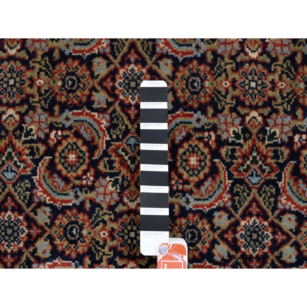Midnight Blue All Over Herat Design Hand Knotted Hand Spun Wool Rug, 5'1" x 7'1"