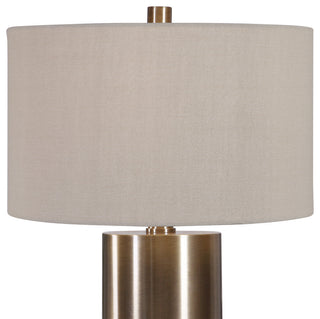 Modern Minimalist Brass Bronze Cylinder Table Lamp, Metal Beige Casual Large