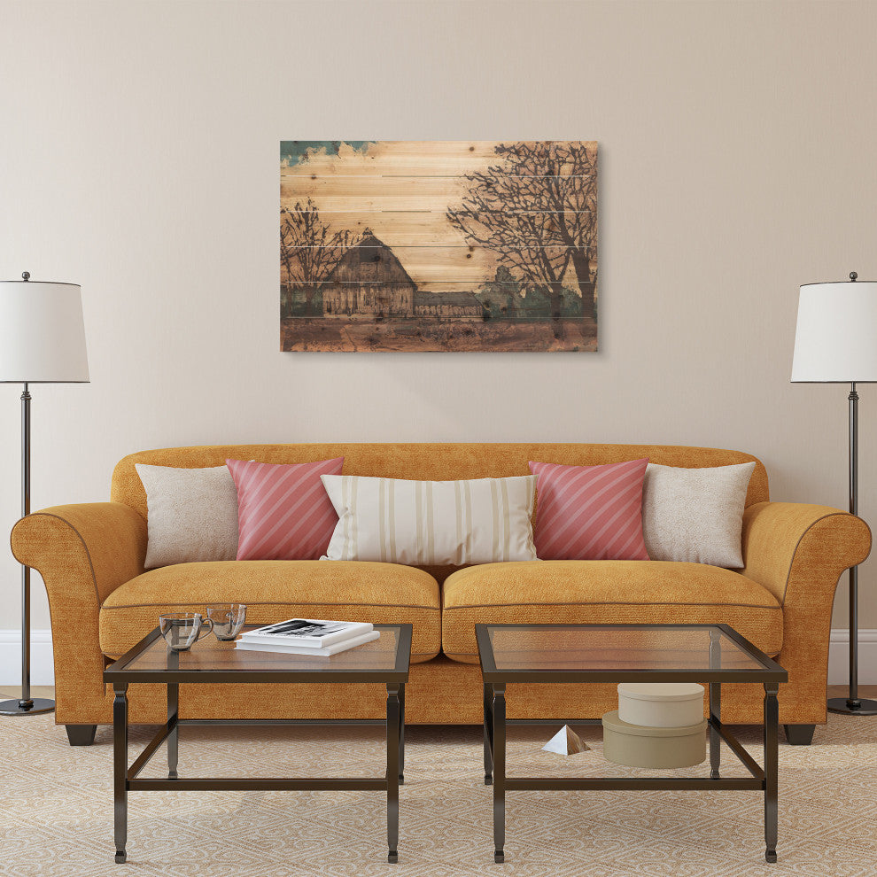 "Erstwhile Barn 3 & 4" Wood Wall Art Giclee Printed on Solid Fir Wood Planks