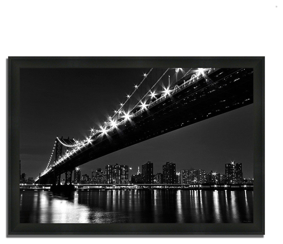 "Manhattan Bridge" By Katherine Gendreau, Framed Painting Print, Ready To Hang