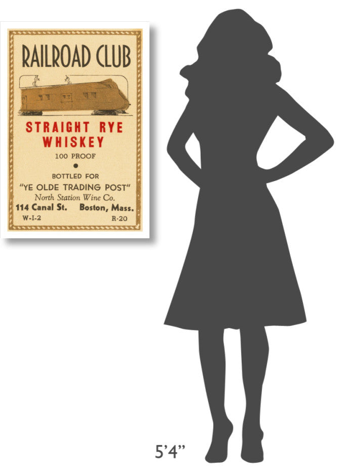 "Railroad Club Straight Rye Whiskey" Print by Vintage Booze Labels, 22"x32"