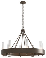 Banded Ring Chandelier, Bronze Finish, Clear Glass Shade