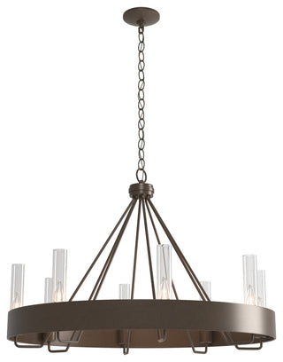 Banded Ring Chandelier, Bronze Finish, Clear Glass Shade