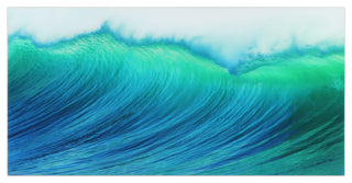 Blue Wave Wall Art Frameless Free Floating Tempered Art Glass 72"x36"