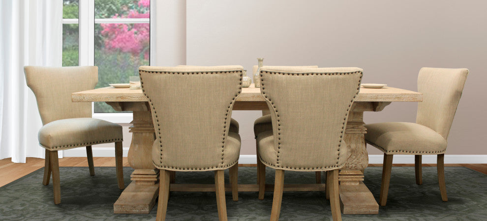 Benedict Rectangular Dining Table in Mango Solid Wood with White Wash Finish
