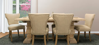 Benedict Rectangular Dining Table in Mango Solid Wood with White Wash Finish