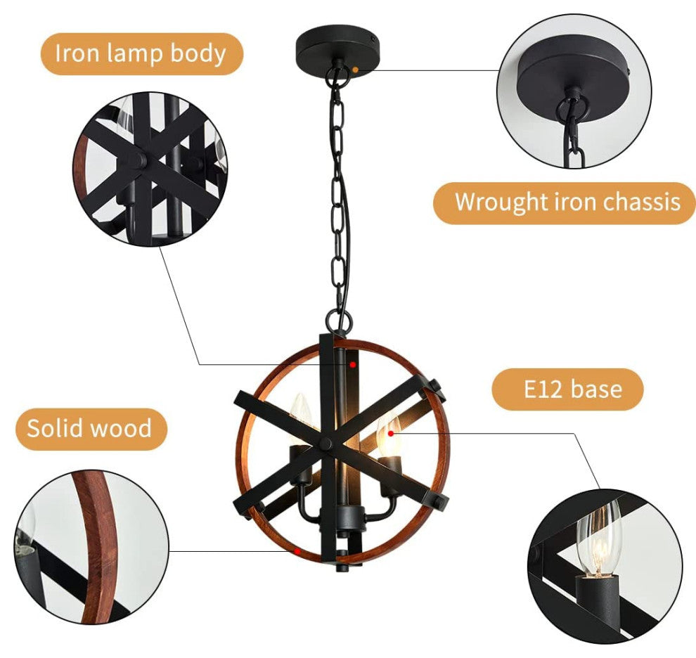 Globe Rustic Pendant Light Rustic Wooden Pendant Light Fixture