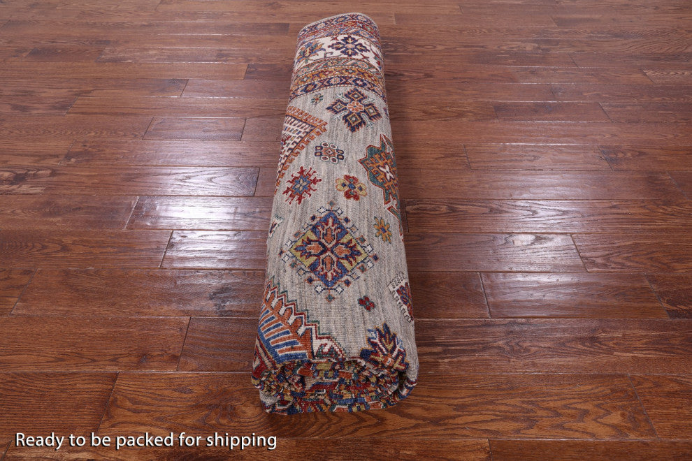 Handmade Geometric Super Kazak Wool Rug 8' 11" X 12' 1" Q9683
