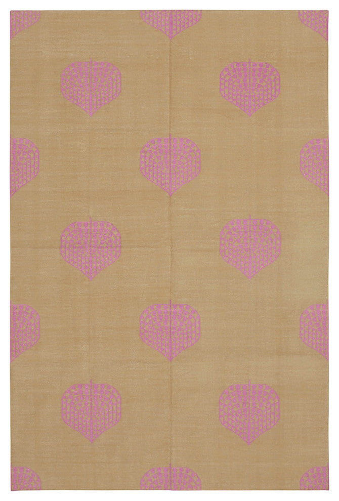 Rug N Carpet - Handmade Wool 5' 10'' x 8' 10'' Modern Design Dhurrie Kilim Rug