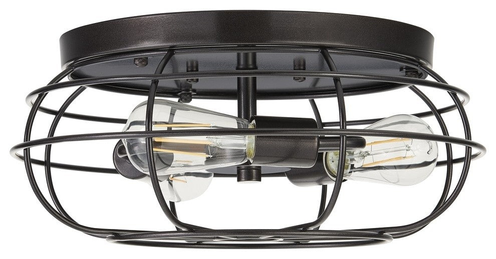 Cartaro 3-Light Industrial VIntage Cage Ceiling Light, LED Bulbs, Dark Bronze