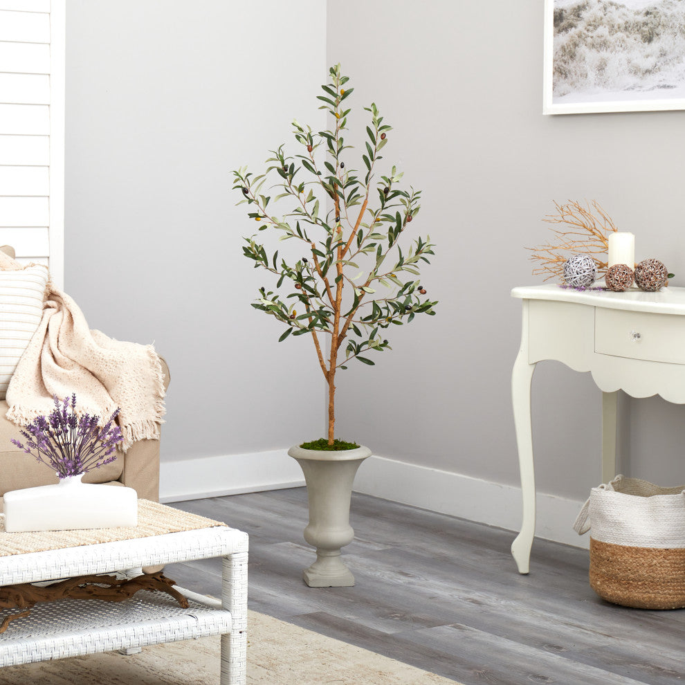 57" Olive Artificial Tree, Sand Colored Urn