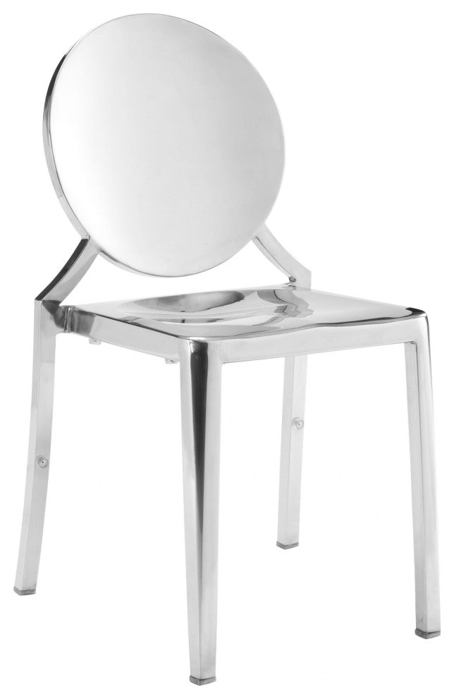 Set of Two Shiny Stainless Contemporary Dining Chairs