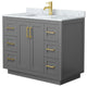 42" Single Bathroom Vanity Dark Gray, White Carrara Countertop, Sink, Gold Trim
