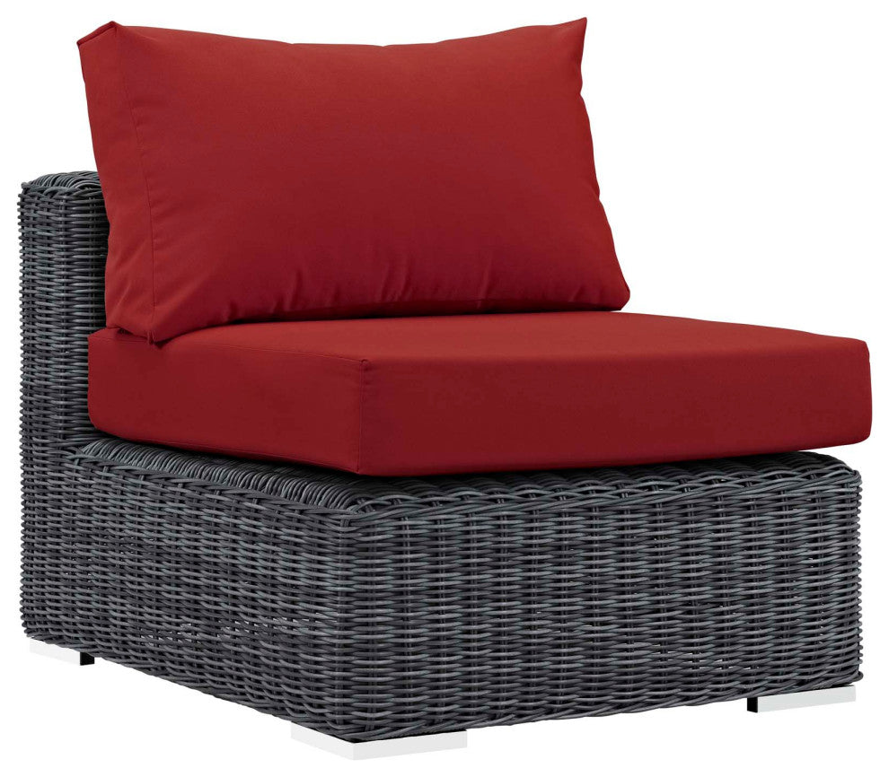 Canvas Red Summon 7 Piece Outdoor Patio Sunbrella Sectional Set