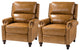 Genuine Leather Cigar Recliner, Home Theater Seating, Set of 2, Camel